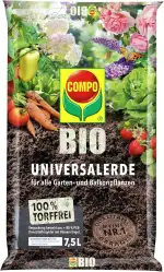 COMPO BIO Universalerde torffrei - für alle Garten- und Balkonpflanzen sowie Obst- und Gemüsekulturen 7.5 l