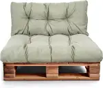 Palettenkissen Set – Sitzkissen für Europaletten – Palettenpolster, Gefüllt mit Granuliertem Poulirette-Schaum – Inkl. Sitzkissen 120x80 +Rückenlehne 120x40