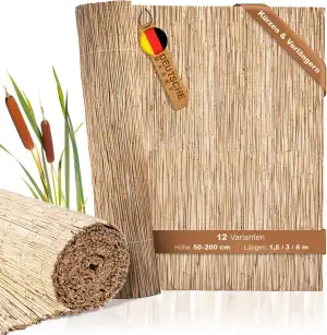 BooGardi Schilfmatte · Balkonsichtschutz in 12 Größen · Schilfrohrmatte 90x300 c