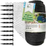 TTL GARDEN 6x6m Teichnetz Vogelschutznetz schwarz 30g/m² - 12x12mm engmaschig Starkes HDPE Poolne...