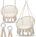 tillvex Hängesessel 200kg zum Aufhängen | Hängestuhl Indoor & Outdoor | Hängekorb wetterfest | Schaukelkorb mit Kissen