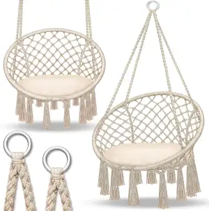 tillvex Hängesessel 200kg zum Aufhängen | Hängestuhl Indoor & Outdoor | Hängekor