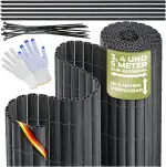 KESSER® PVC Sichtschutzmatte Sichtschutzzaun 80x300cm Balkonverkleidung Windschutz verstärkte Lamellen für Garten Balkon & Terrasse Balkonumrandung inkl Kabelbindern, Abdeckung & Handschuhe Anthrazit