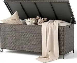 Amopatio Gartenbox Auflagenbox wasserdicht 480 Liter, Kissenbox outdoor aus Poly