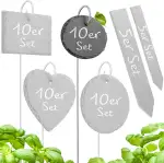 Pflanzenschilder für draußen wetterfest aus Schiefer - Pflanzenstecker zum beschriften, Kräuterschilder, Blumenschilder, Pflanzenschilder - 10er Set Oval