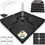 tillvex® Sonnenschirmständer 90 Liter / 120 kg – 4-TLG. für Ampelschirm inkl. Metallverbinder | S...