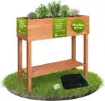TTL GARDEN Balkon Hochbeet S 80x30x80cm aus Holz - Pflanzkasten & Blumenkasten mit Ablageboden & Folie - Tannenholz wetterfest - Pflanzbeet Kräuterbeet Blumenbeet für Garten Balkon Terrasse - Braun
