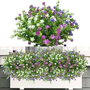 ROLLWAY 6 Bündel Künstliche Blumen Balkon Kunstblumen Wetterfest Kunstpflanzen A