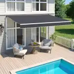 Gelenkarmmarkise Markise, 250x 200cm Terrassenmarkise Terrassenmarkise Versenkbare Markisenabdeckung Sonnenschirm Unterschlupf im Freien Überdachung mit Kurbel (Grau, 250x200cm)