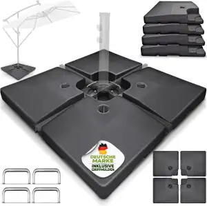 tillvex Sonnenschirmständer 90 Liter / 120 kg – 4-teilig für Ampelschirm inkl. M