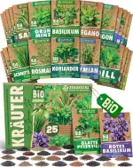 Bio Kräutersamen im 25er Set - 25 Kräuter Samen für den einfachen Anbau im Garten, Balkon oder Ho...