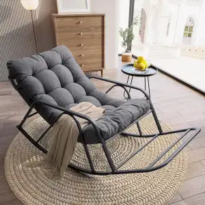 IRONCK Patio-Schaukelstuhl mit Kissen, Übergroßer Garten-Schaukelstuhl mit Armle