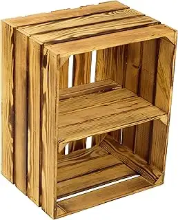 flambierte/geflammte Bücherregal - Schuhregalkiste mit Zwischenbrett/Mittelbrett