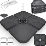 tillvex Sonnenschirmständer 60 Liter / 80 kg – 4-teilig für Ampelschirm inkl. Metallverbinder | S...