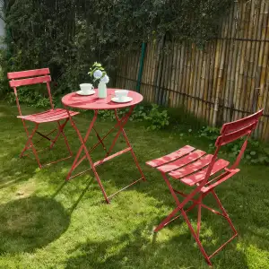 Gartenmöbel Set Wetterfest, Balkonmöbel Set 3 Teilig für Kleinen Balkon, Bistrot