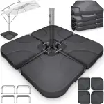 tillvex Sonnenschirmständer 60 Liter / 80 kg – 4-teilig für Ampelschirm inkl. Metallverbinder | Schirmgewicht befüllbar mit Wasser oder Sand | Schirmständer Ampelschirmständer wetterfest