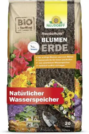 Neudorff NeudoHum BlumenErde 20L – Torffreie Bio Erde, für Innen und Außen, förd
