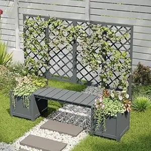 Blumenkasten Pflanzkasten mit Rankgitter und Sitz per Garten Balkon, Pflanzkübel