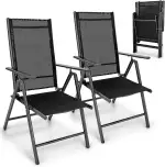 tillvex Gartenstuhl 2 Stück klappbar aus Aluminium | Hochlehner mit Armlehnen | Klappstuhl verste...
