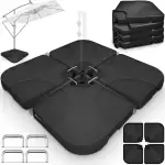 tillvex® Sonnenschirmständer 60 Liter / 80 kg – 4-TLG. für Ampelschirm inkl. Metallverbinder | Sc...