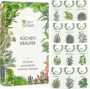 OwnGrown Kräuter Samen Set 12 Sorten Garten und Küchenkräuter - Petersilie, Kräu