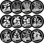 12 schwarze Kräuterschilder wetterfest für deinen Garten aus Kunststoff mit transparenten Acrylglasstäben, einfacher Zusammenbau, Gartenschilder, Kräuterspirale, Pflanzenstecker, Ø 8cm Kreis rund